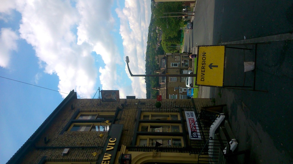 We stopped for a little liquid refreshment in Bolton Woods, across the valley from Frizinghall. 